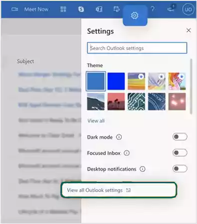 View all Outlook Settings