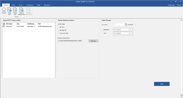  Destination for Split PST Files