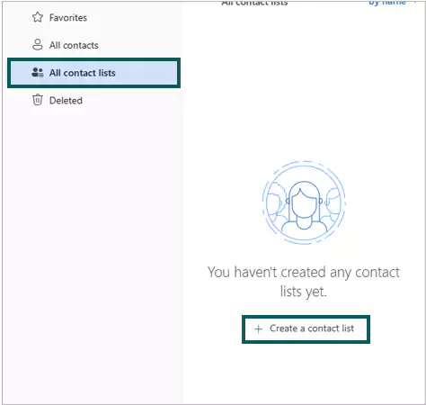 Select all contacts list and tap on Create a contact list option